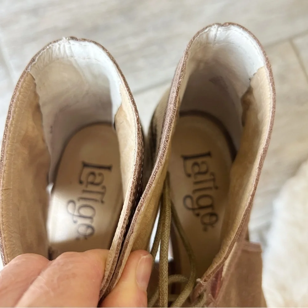 Anthropologie Latigo Soleil Suede Lace Up Bootie
